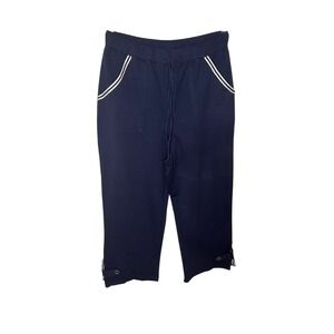Sport Savvy Capri‎ Pants Womens Size S Navy Blue Drawstring Lounge Activewear